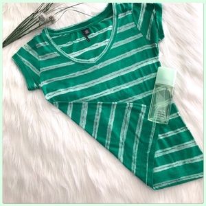 NWOT Green/White Stripe Tee Shirt Size M